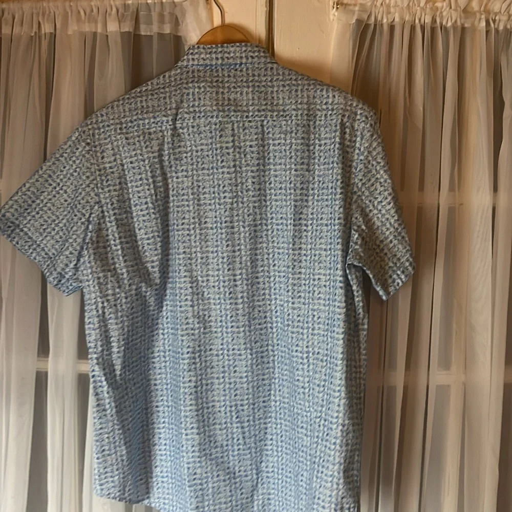 Robert Graham Classic Fit Cotton Geometric Short Sleeve Shirt Men’s Large Blue